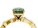Yellow gold Fancy Green Radiant  Cut Solitaire Diamond Twisted Band with Pave Setting_63