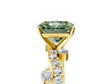 Yellow gold Fancy Green Radiant  Cut Solitaire Diamond Twisted Band with Pave Setting_64
