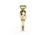 Yellow gold Fancy Green Radiant  Cut Solitaire Diamond with Side Stones on Criss-Cross Band and Four-Prong Setting_5