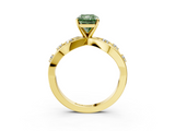 Yellow gold Fancy Green Radiant  Cut Solitaire Diamond with Side Stones on Criss-Cross Band and Four-Prong Setting_6