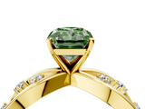 Yellow gold Fancy Green Radiant  Cut Solitaire Diamond with Side Stones on Criss-Cross Band and Four-Prong Setting_7