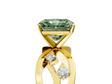 Yellow gold Fancy Green Radiant  Cut Solitaire Diamond with Side Stones on Criss-Cross Band and Four-Prong Setting_8