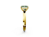 Yellow gold Fancy Green Radiant  Cut Solitaire Engagement Ring with Flat Band and Four-Prong Setting 2