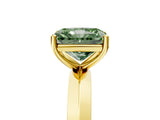Yellow gold Fancy Green Radiant  Cut Solitaire Engagement Ring with Flat Band and Four-Prong Setting 5