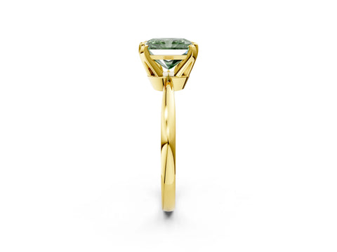 Yellow gold Fancy Green Radiant Cut Solitaire Engagement Ring with Six-Prong Setting and Tapered Band_2