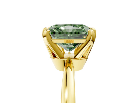 Yellow gold Fancy Green Radiant Cut Solitaire Engagement Ring with Six-Prong Setting and Tapered Band_5