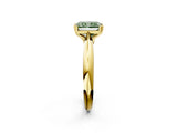 Yellow gold Fancy Green Radiant  Cut Solitaire Engagement Ring with Tapered Band and Four-Prong Setting 3