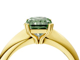 Yellow gold Fancy Green Radiant  Cut Solitaire Engagement Ring with Tapered Band and Four-Prong Setting 5