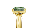 Yellow gold Fancy Green Radiant  Cut Solitaire Engagement Ring with Tapered Band and Four-Prong Setting
