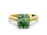 Yellow gold Fancy Green Radiant Cut Solitaire Engagement Ring with Tapered Band and Four-Prong Setting_3