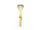 Yellow gold Fancy Green Radiant Cut Solitaire Engagement Ring with Tapered Band and Four-Prong Setting_5