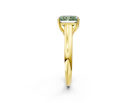 Yellow gold Fancy Green Radiant Cut Solitaire Engagement Ring with Tapered Band and Four-Prong Setting_5