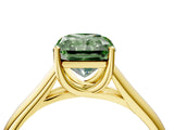 Yellow gold Fancy Green Radiant Cut Solitaire Engagement Ring with Tapered Band and Four-Prong Setting_7