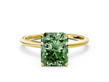 Yellow gold Fancy Green Radiant  Cut Solitaire Engagement Ring with Thin Band and Four-Prong Setting_3