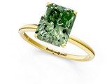 Yellow gold Fancy Green Radiant  Cut Solitaire Engagement Ring with Thin Band and Four-Prong Setting_4