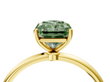 Yellow gold Fancy Green Radiant  Cut Solitaire Engagement Ring with Thin Band and Four-Prong Setting_7