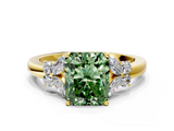 Yellow gold Fancy Green Radiant  Cut Solitaire Floral Diamond Ring with Four-Prong Setting_36