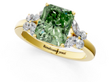 Yellow gold Fancy Green Radiant  Cut Solitaire Floral Diamond Ring with Four-Prong Setting_37