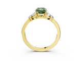 Yellow gold Fancy Green Radiant  Cut Solitaire Floral Diamond Ring with Four-Prong Setting_39