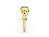 Yellow gold Fancy Green Radiant Cut Solitaire Intertwined Band Prong Setting Ring_2