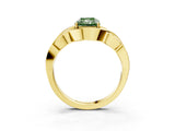 Yellow gold Fancy Green Radiant Cut Solitaire Intertwined Band Prong Setting Ring_3