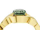 Yellow gold Fancy Green Radiant Cut Solitaire Intertwined Band Prong Setting Ring_4