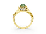 Yellow gold Fancy Green Radiant Cut Solitaire Leaf-Inspired Engagement Ring with Prong Setting_15
