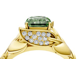Yellow gold Fancy Green Radiant Cut Solitaire Leaf-Inspired Engagement Ring with Prong Setting_16