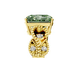 Yellow gold Fancy Green Radiant Cut Solitaire Milgrain Leaf Band with Prong Setting_5
