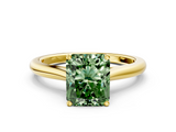 Yellow gold Fancy Green Radiant  Cut Solitaire Ring with Cathedral Band and Four-Prong Setting_38