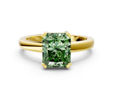Yellow gold Fancy Green Radiant  Cut Solitaire Ring with Four-Prong Setting and Classic Band_28
