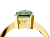 Yellow gold Fancy Green Radiant  Cut Solitaire Ring with Four-Prong Setting and Classic Band_32
