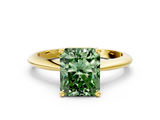 Yellow gold Fancy Green Radiant  Cut Solitaire Ring with Four-Prong Setting on a Classic Band_25