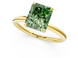 Yellow gold Fancy Green Radiant  Cut Solitaire Ring with Thin Band and Four-Prong Setting_17
