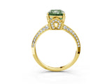 Yellow gold Fancy Green Radiant Cut Solitaire Split Shank Pave Diamond Engagement Ring with Four-Prong Setting_3
