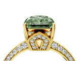 Yellow gold Fancy Green Radiant Cut Solitaire Split Shank Pave Diamond Engagement Ring with Four-Prong Setting_4