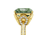 Yellow gold Fancy Green Radiant Cut Solitaire Split Shank Pave Diamond Engagement Ring with Four-Prong Setting_5