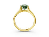 Yellow gold Fancy Green Radiant Cut Solitaire Tension Set Diamond Ring with Split Shank Band_3
