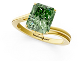 Yellow gold Fancy Green Radiant  Cut Solitaire Twist Band Ring with Four-Prong Setting_72