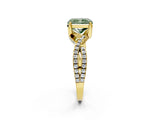 Yellow gold Fancy Green Radiant Cut Solitaire Twist Pave Diamond Engagement Ring with Prong Setting_2