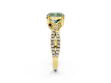 Yellow gold Fancy Green Radiant Cut Solitaire Twist Pave Diamond Engagement Ring with Prong Setting_26