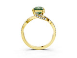 Yellow gold Fancy Green Radiant Cut Solitaire Twist Pave Diamond Engagement Ring with Prong Setting_27