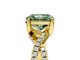 Yellow gold Fancy Green Radiant Cut Solitaire Twist Pave Diamond Engagement Ring with Prong Setting_5