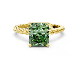 Yellow gold Fancy Green Radiant  Cut Solitaire Twisted Band with Four-Prong Setting_57