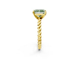Yellow gold Fancy Green Radiant  Cut Solitaire Twisted Band with Four-Prong Setting_59