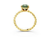 Yellow gold Fancy Green Radiant  Cut Solitaire Twisted Band with Four-Prong Setting_60