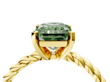 Yellow gold Fancy Green Radiant  Cut Solitaire Twisted Band with Four-Prong Setting_61