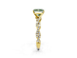 Yellow gold Fancy Green Radiant Cut Solitaire Twisted Pave Band with Four-Prong Setting_5