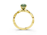 Yellow gold Fancy Green Radiant Cut Solitaire Twisted Pave Band with Four-Prong Setting_6