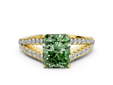Yellow gold Fancy Green Radiant  Cut Split Shank Pave Diamond Engagement Ring with Four-Prong Setting_24